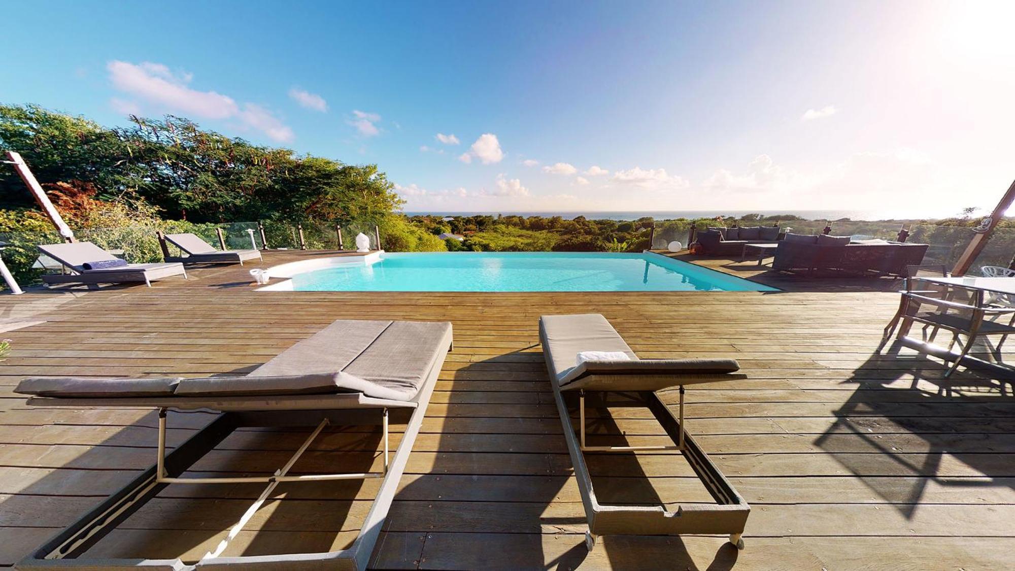 Villa Deluxe L'Hacienda Villa Vue Mer 180 Piscine Jacuzzi Proche Plage Marina Golf Pointe Des Chateaux Et Casino Jardin Clos Voyage Durable 생프랑수아 객실 사진