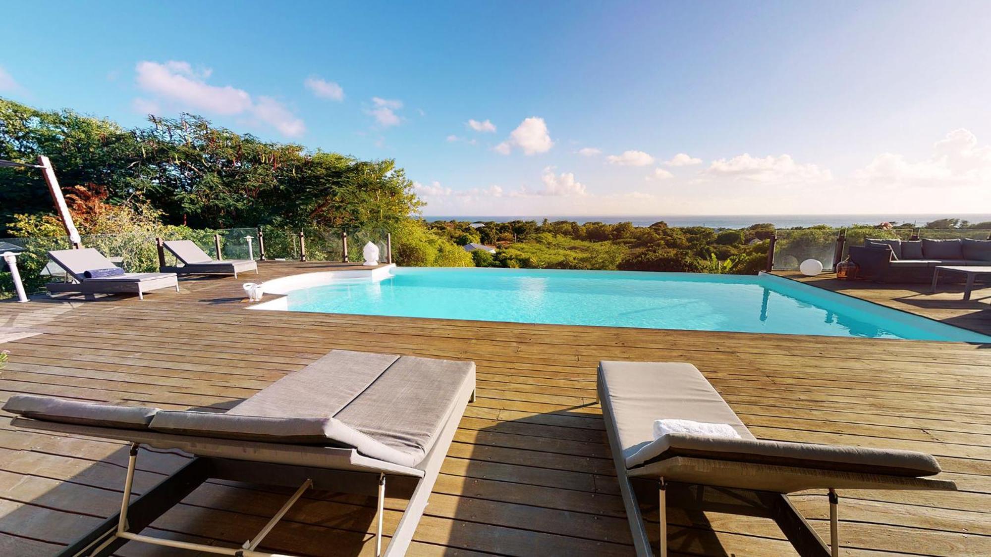 Villa Deluxe L'Hacienda Villa Vue Mer 180 Piscine Jacuzzi Proche Plage Marina Golf Pointe Des Chateaux Et Casino Jardin Clos Voyage Durable 생프랑수아 객실 사진