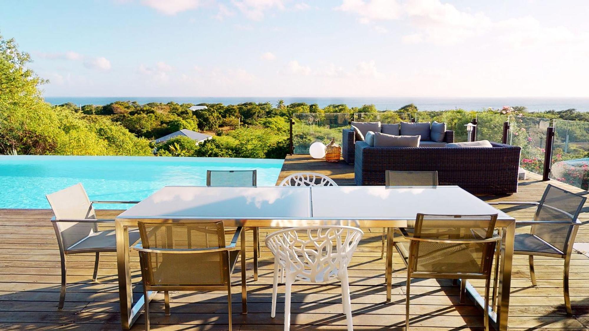 Villa Deluxe L'Hacienda Villa Vue Mer 180 Piscine Jacuzzi Proche Plage Marina Golf Pointe Des Chateaux Et Casino Jardin Clos Voyage Durable 생프랑수아 객실 사진